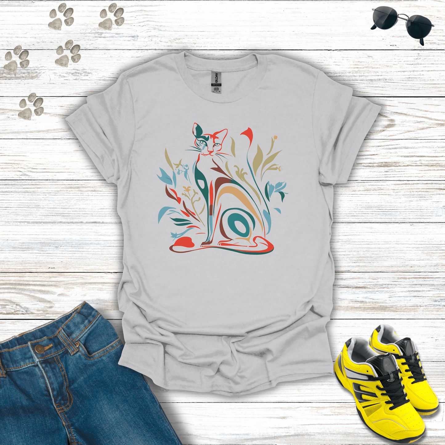Aurora Aura: The Ethereal Cat T-Shirt