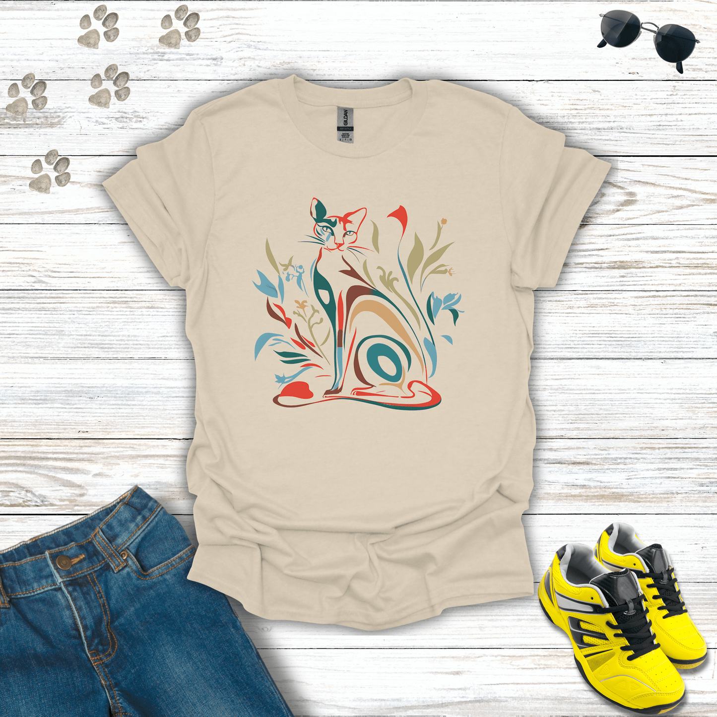 Aurora Aura: The Ethereal Cat T-Shirt