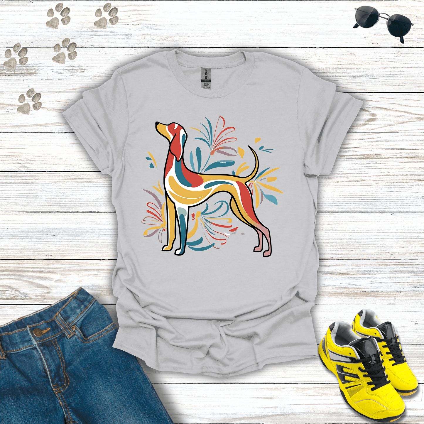 Blossoming Hound Elegance T-Shirt