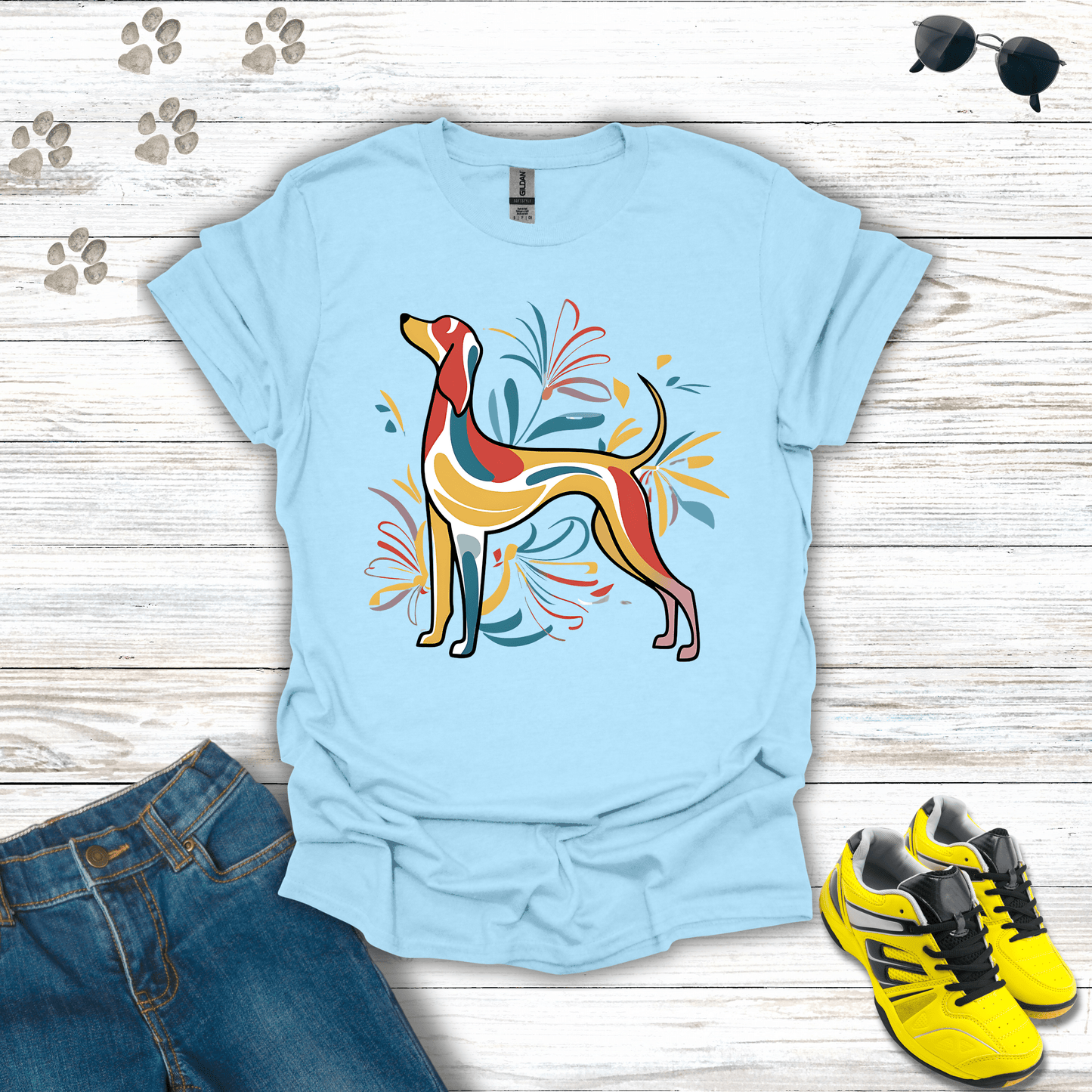 Blossoming Hound Elegance T-Shirt