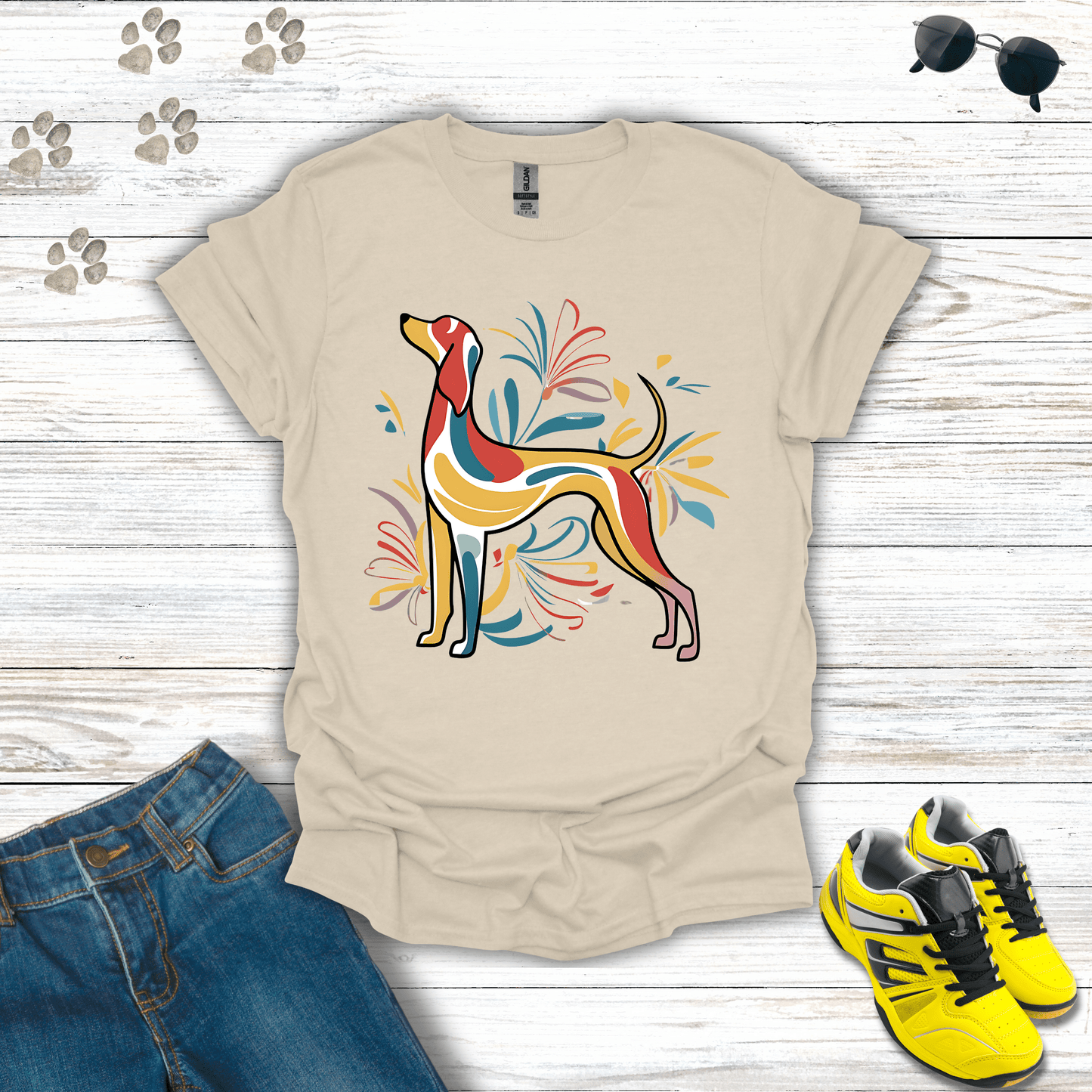 Blossoming Hound Elegance T-Shirt