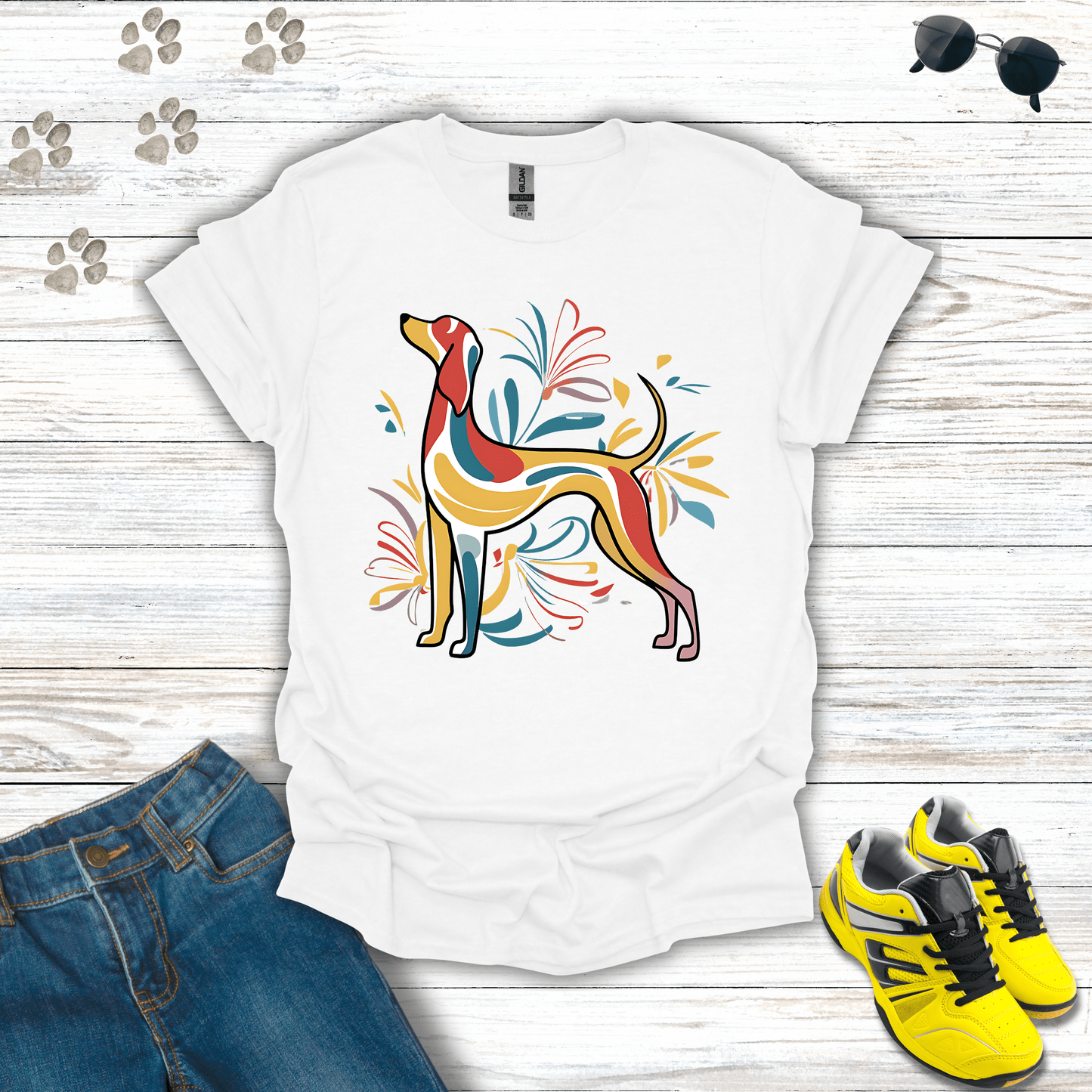 Blossoming Hound Elegance T-Shirt