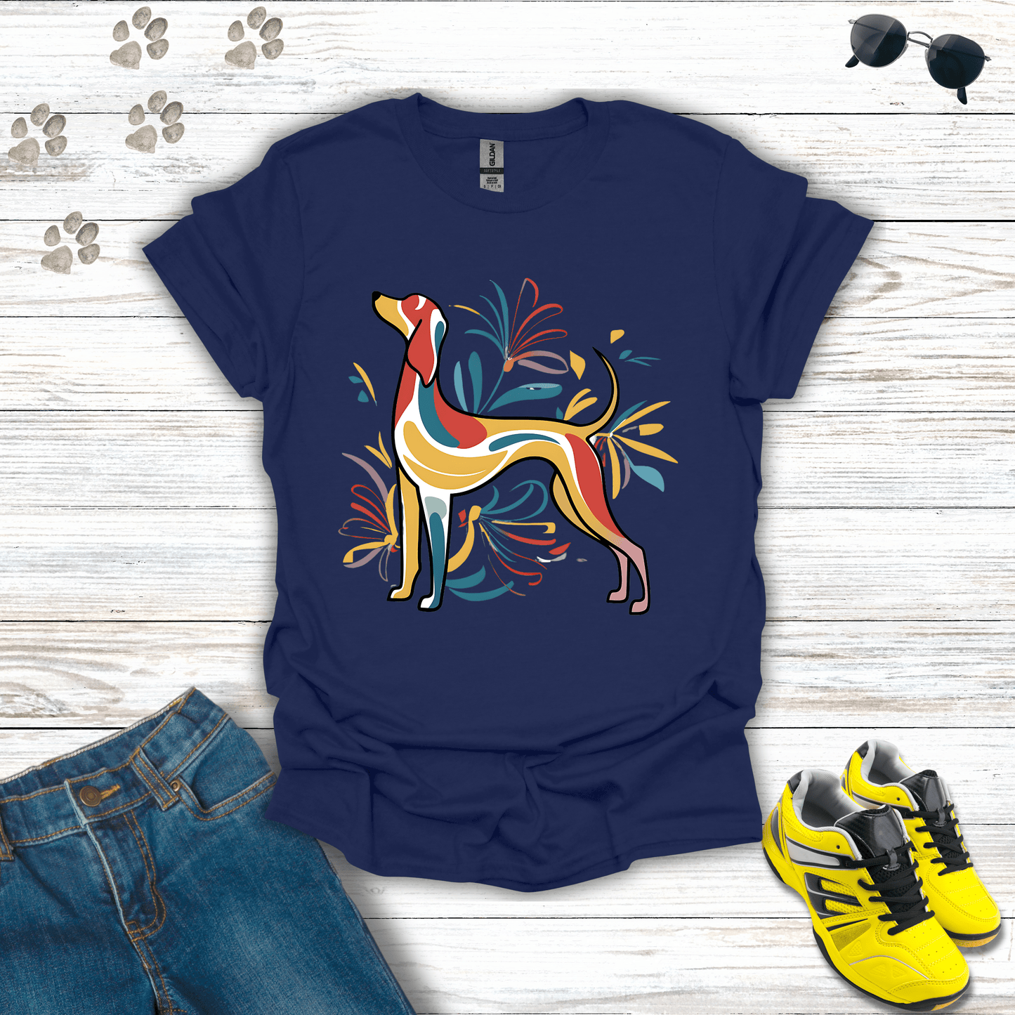 Blossoming Hound Elegance T-Shirt