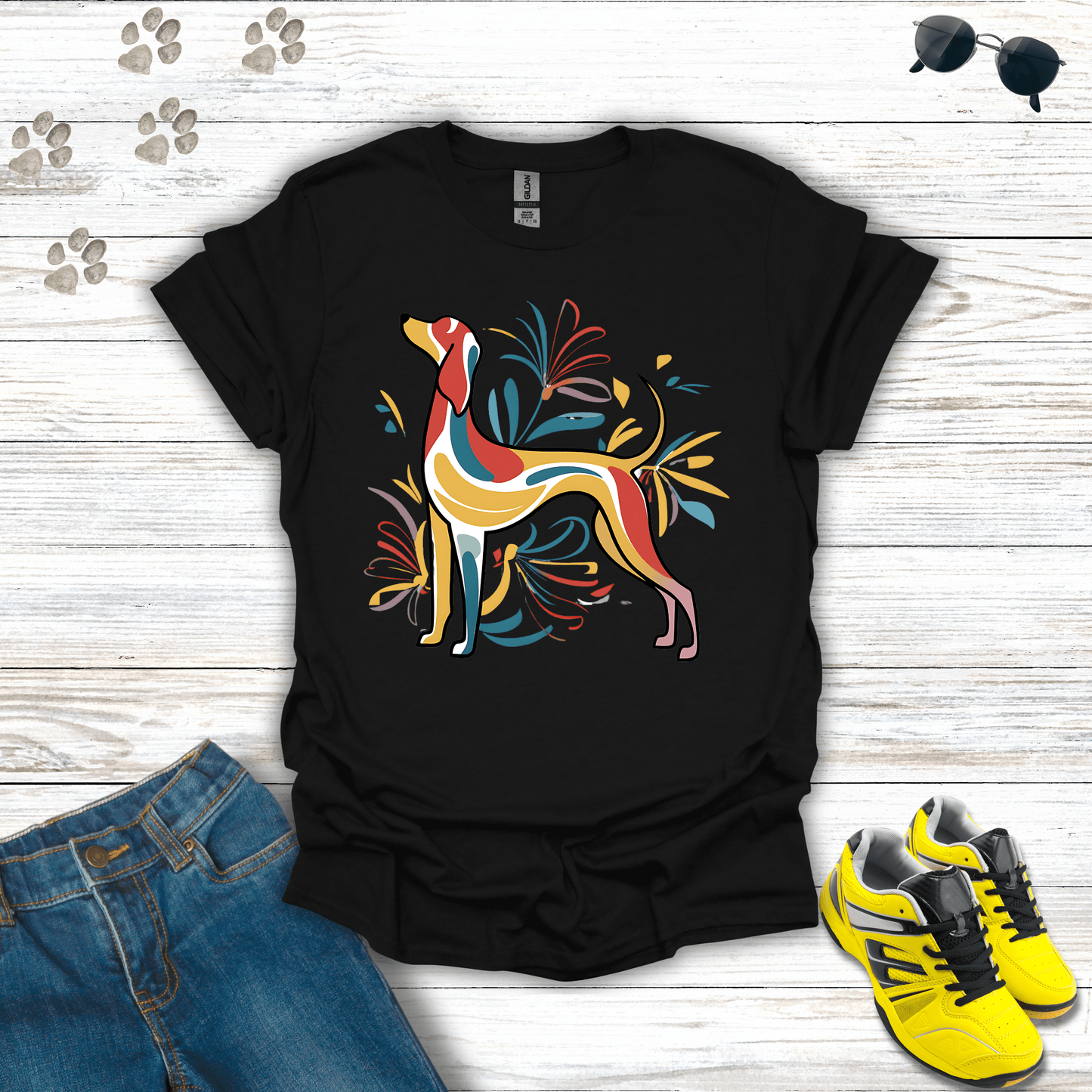 Blossoming Hound Elegance T-Shirt