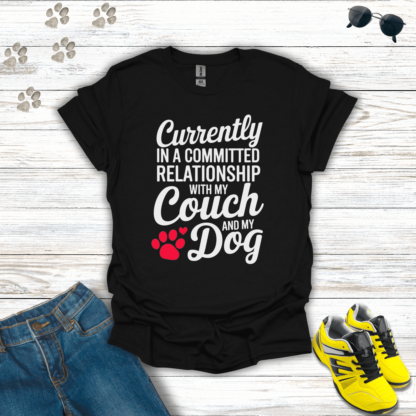 Committed Relationship with Couch and Dog T-Shirt