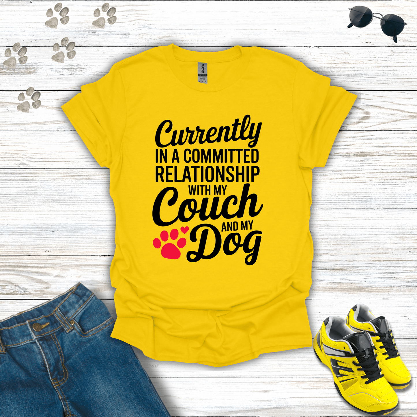 Committed Relationship with Couch and Dog T-Shirt