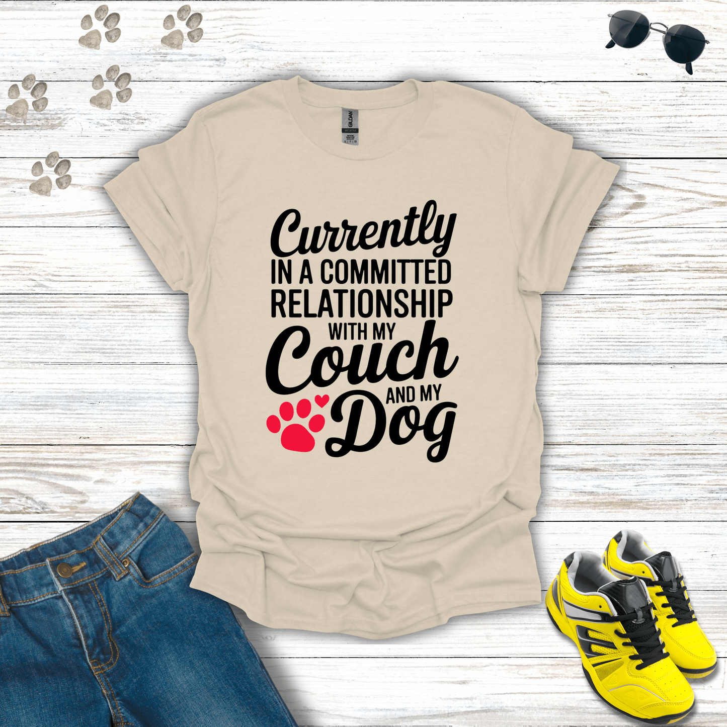 Committed Relationship with Couch and Dog T-Shirt
