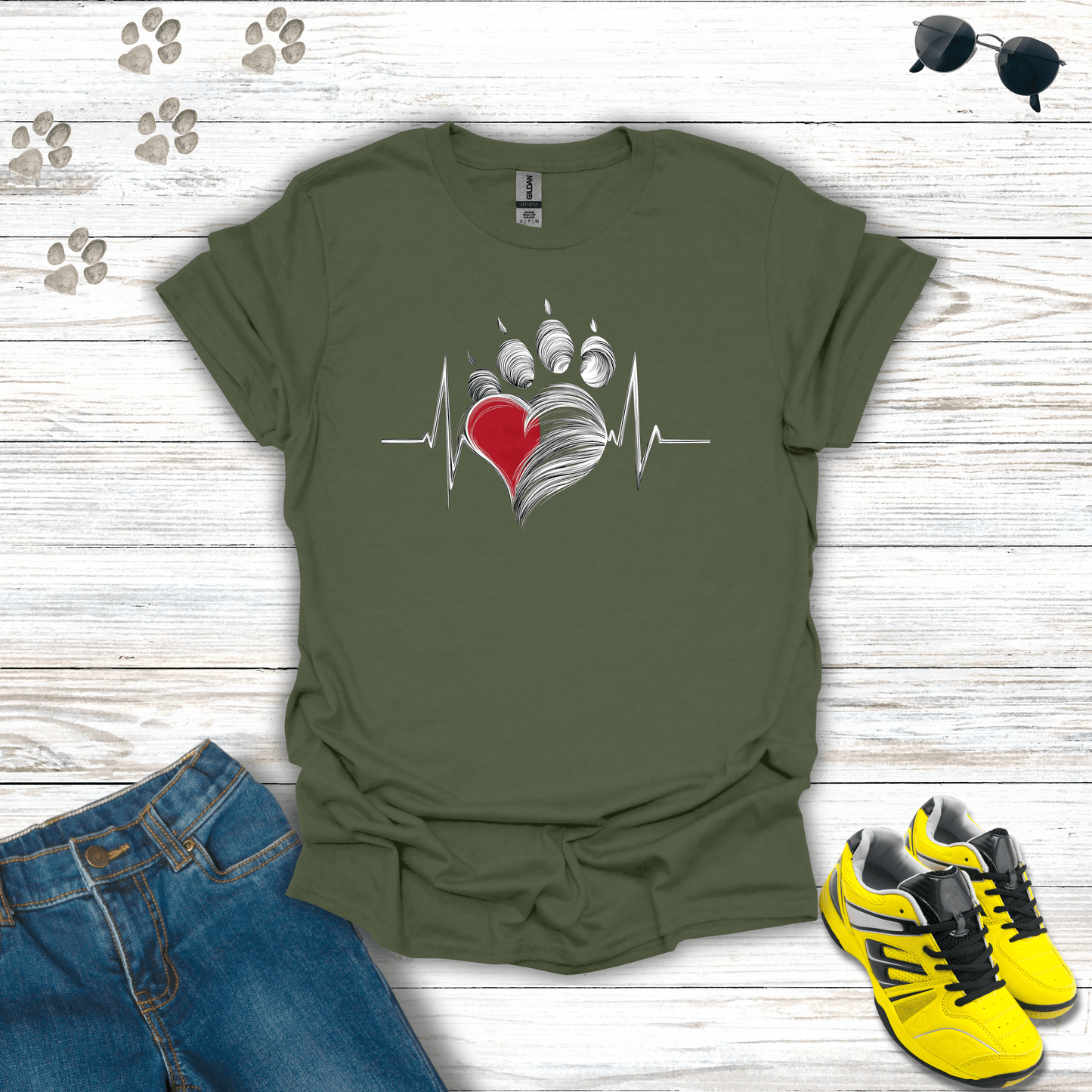 Heart Paw Print Beat T-Shirt