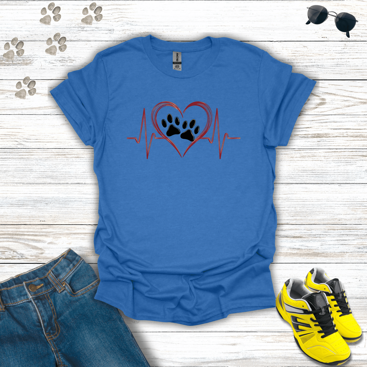 Red Heart/Beat with Double Prints T-Shirts
