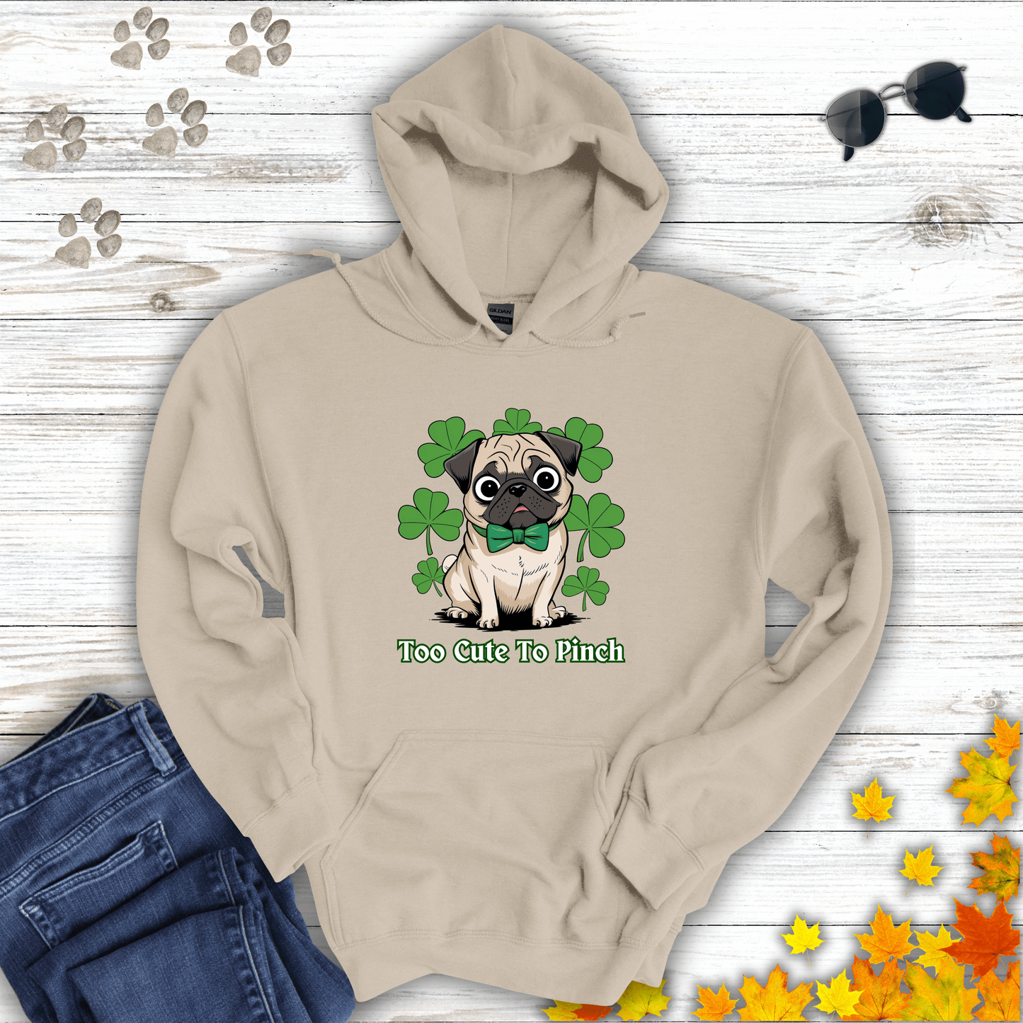 Too Cute To Pinch Pug Hoodie