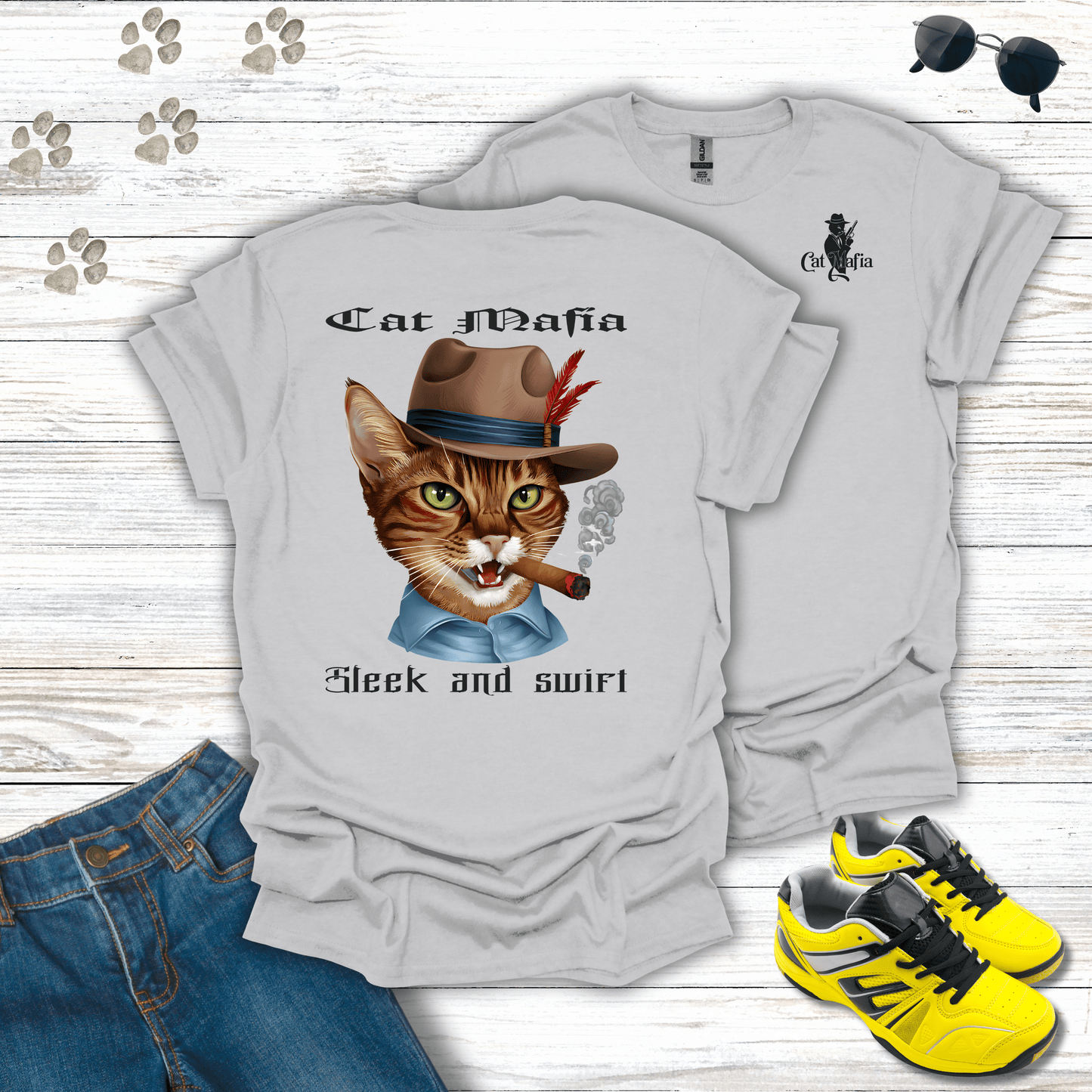 Abyssinian Cat Mafia T-Shirt Ice Grey / S unisex graphic t-shirt