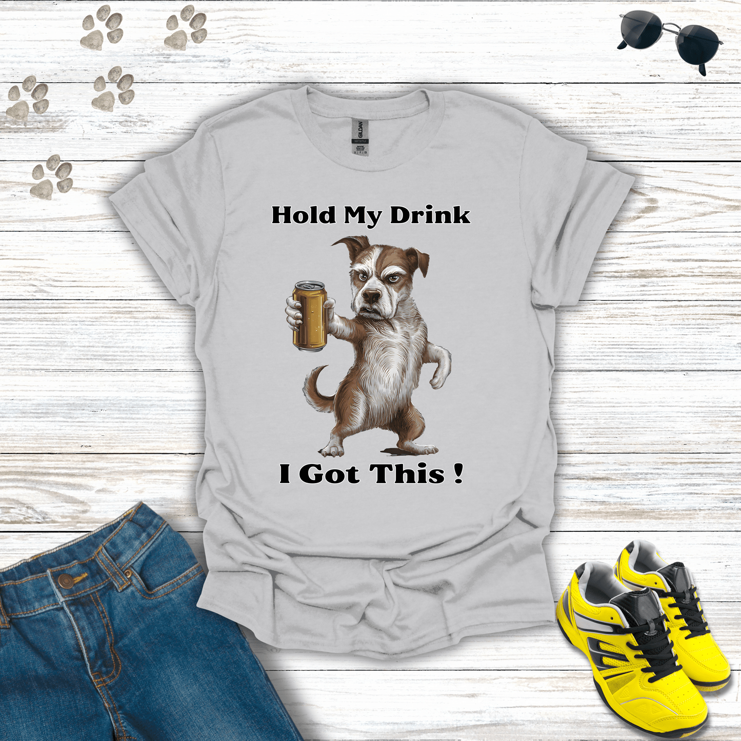 Dog - Hold My Drink I Got This T-Shirt Ice Grey / S unisex graphic t-shirt
