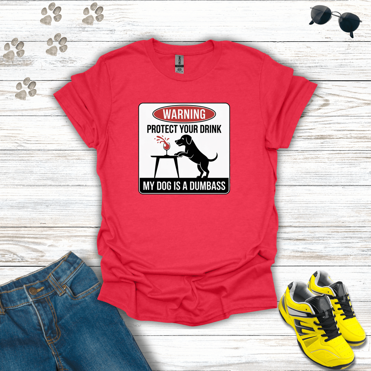 Dog Warning T-Shirt Heather Red / S unisex graphic t-shirt