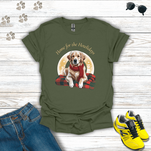Home for the Howlidays Dog T-Shirt Military Green / S unisex graphic t-shirt