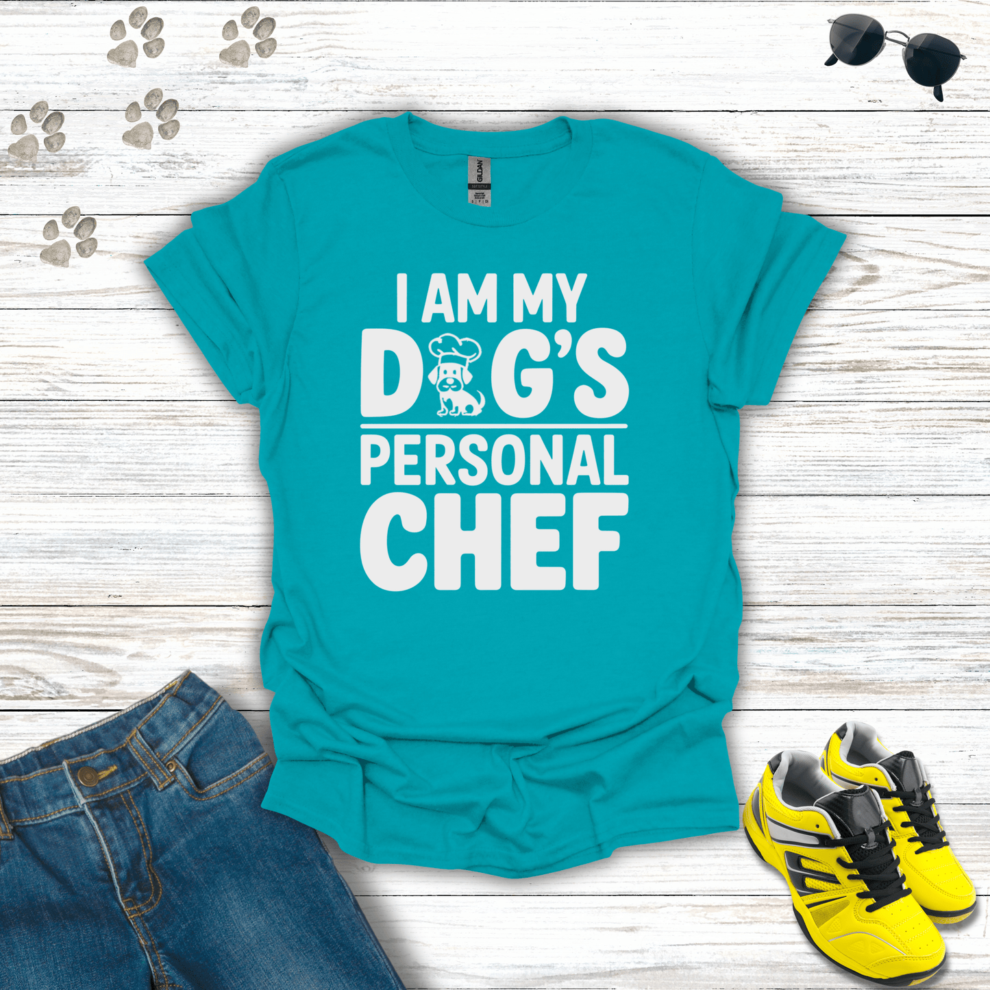 I Am My Dog's Personal Chef T-Shirt Tropical Blue / S unisex graphic t-shirt