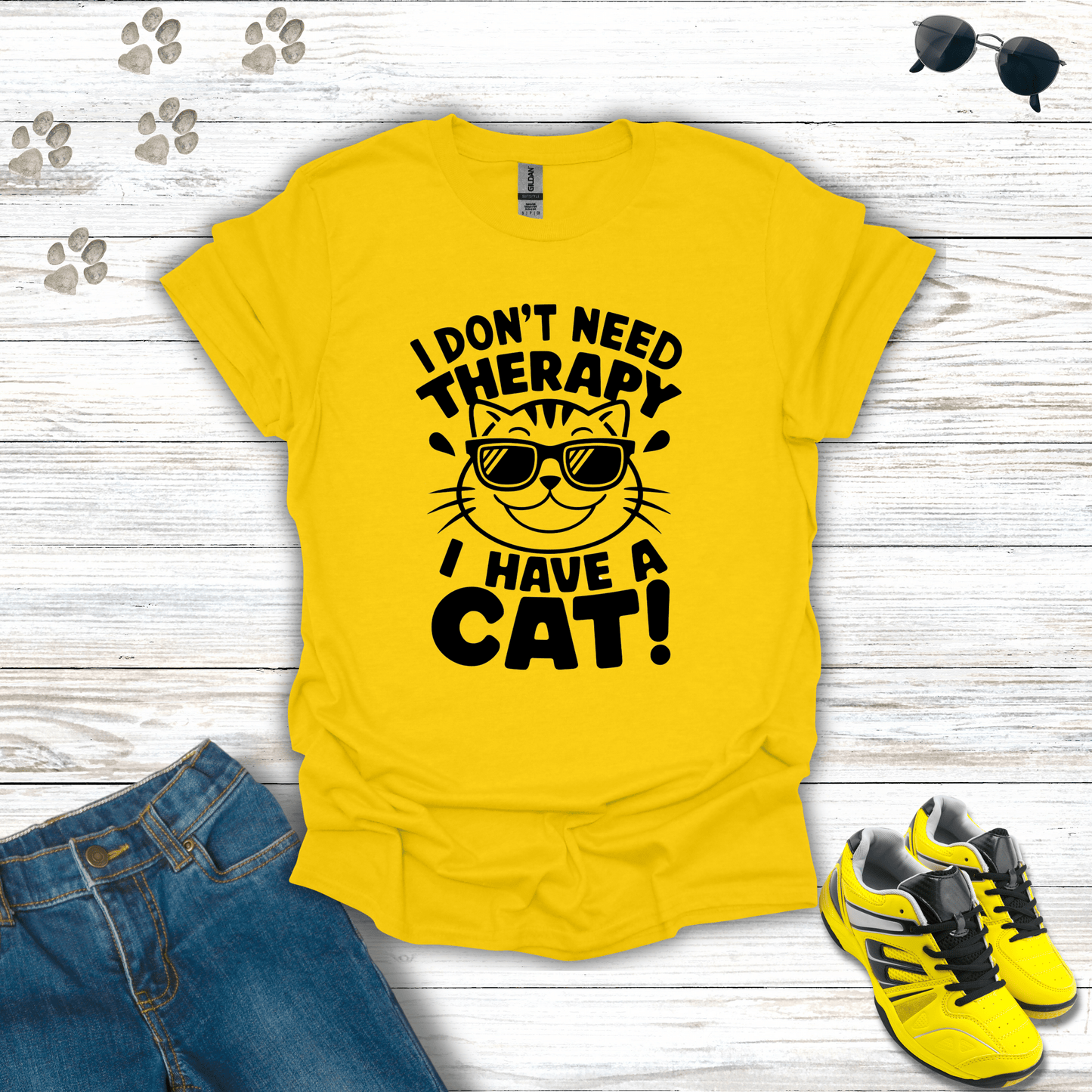 I Don't Need Therapy I Have A Cat! T-Shirt Daisy / S unisex graphic t-shirt