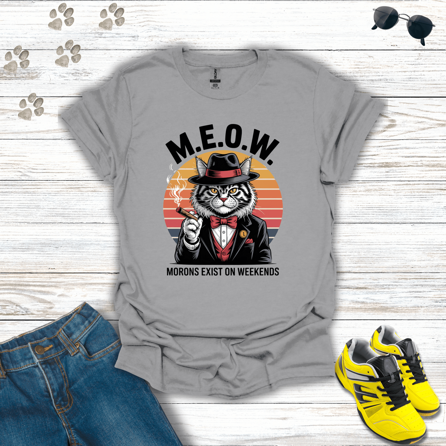 M.E.O.W. Mafia Cat T-Shirt Sport Grey / S unisex graphic t-shirt