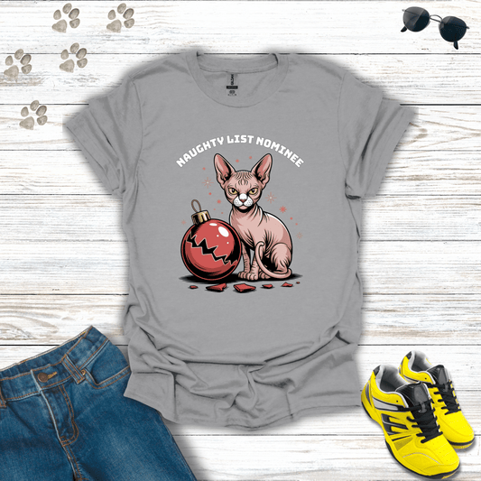 Naughty List Nominee Cat T-Shirt Sport Grey / S unisex graphic t-shirt