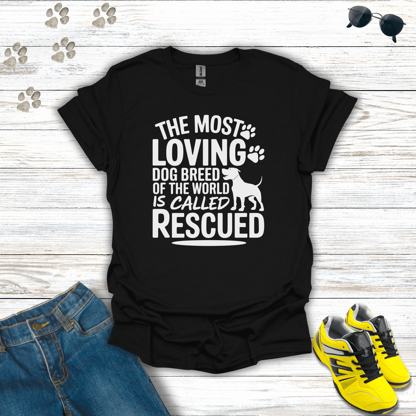 Rescued Dog Lover T-Shirt Black / S unisex graphic t-shirt
