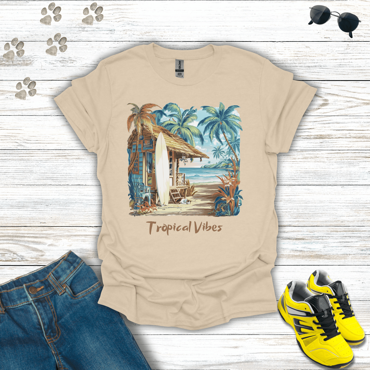 Tropical Vibes T-Shirt Sand / S unisex graphic t-shirt