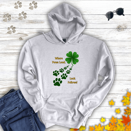 Where Paws Lead Hoodie Ash / S unisex graphic t-shirt