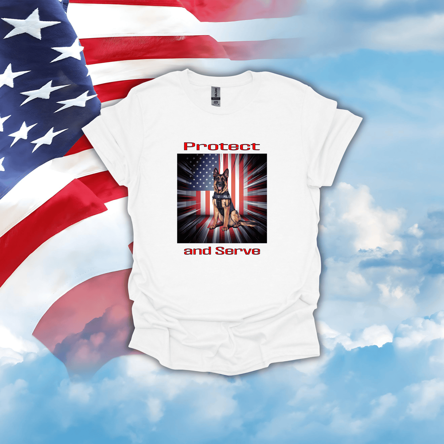 German Shepherd K-9 Patriotic T-Shirt