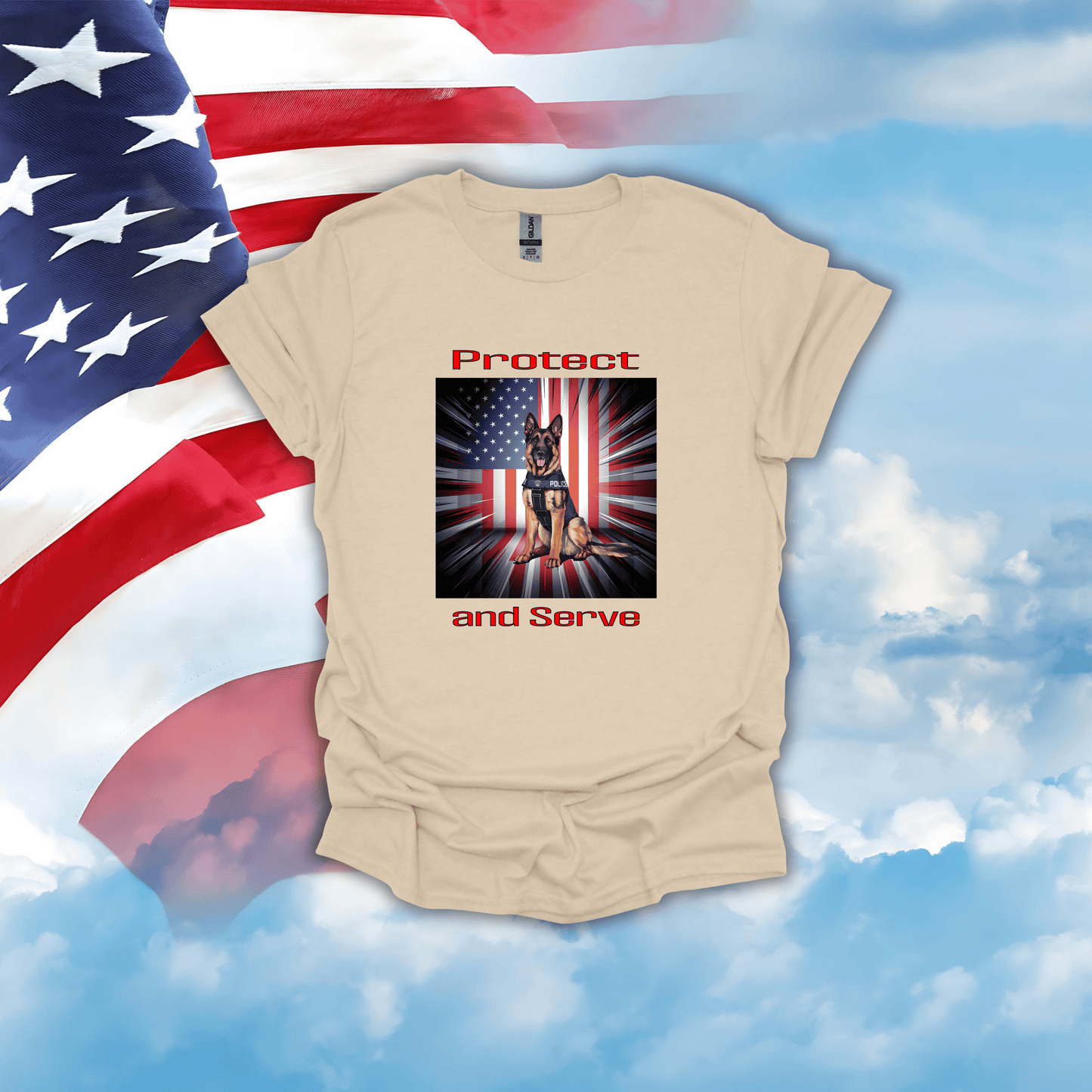 German Shepherd K-9 Patriotic T-Shirt