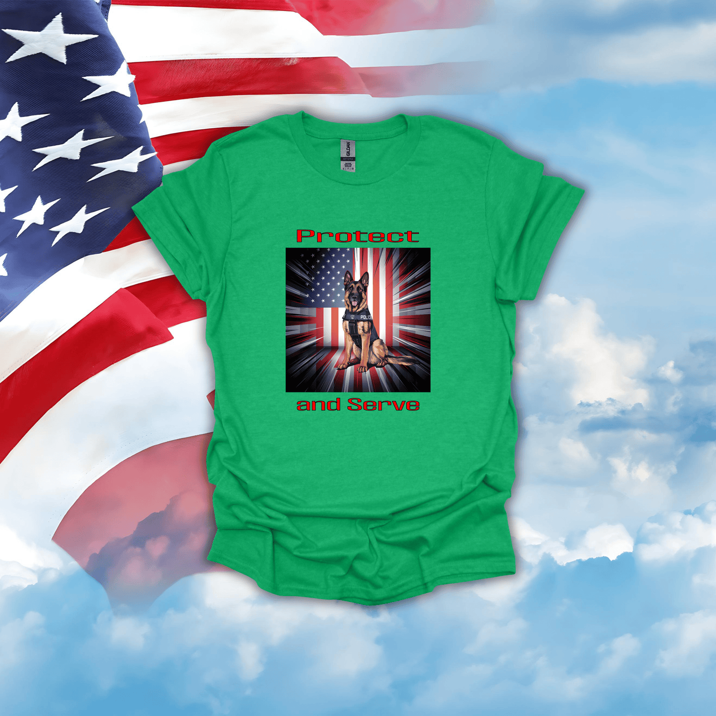 German Shepherd K-9 Patriotic T-Shirt