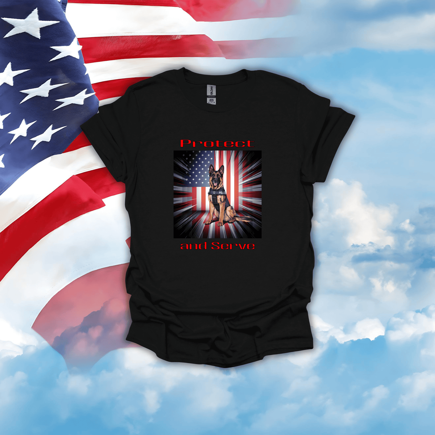 German Shepherd K-9 Patriotic T-Shirt