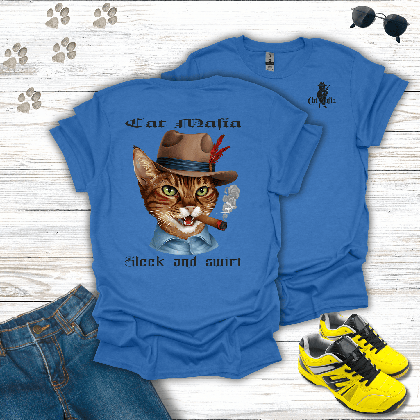 Abyssinian Cat Mafia T-Shirt Heather Royal Blue / S unisex graphic t-shirt