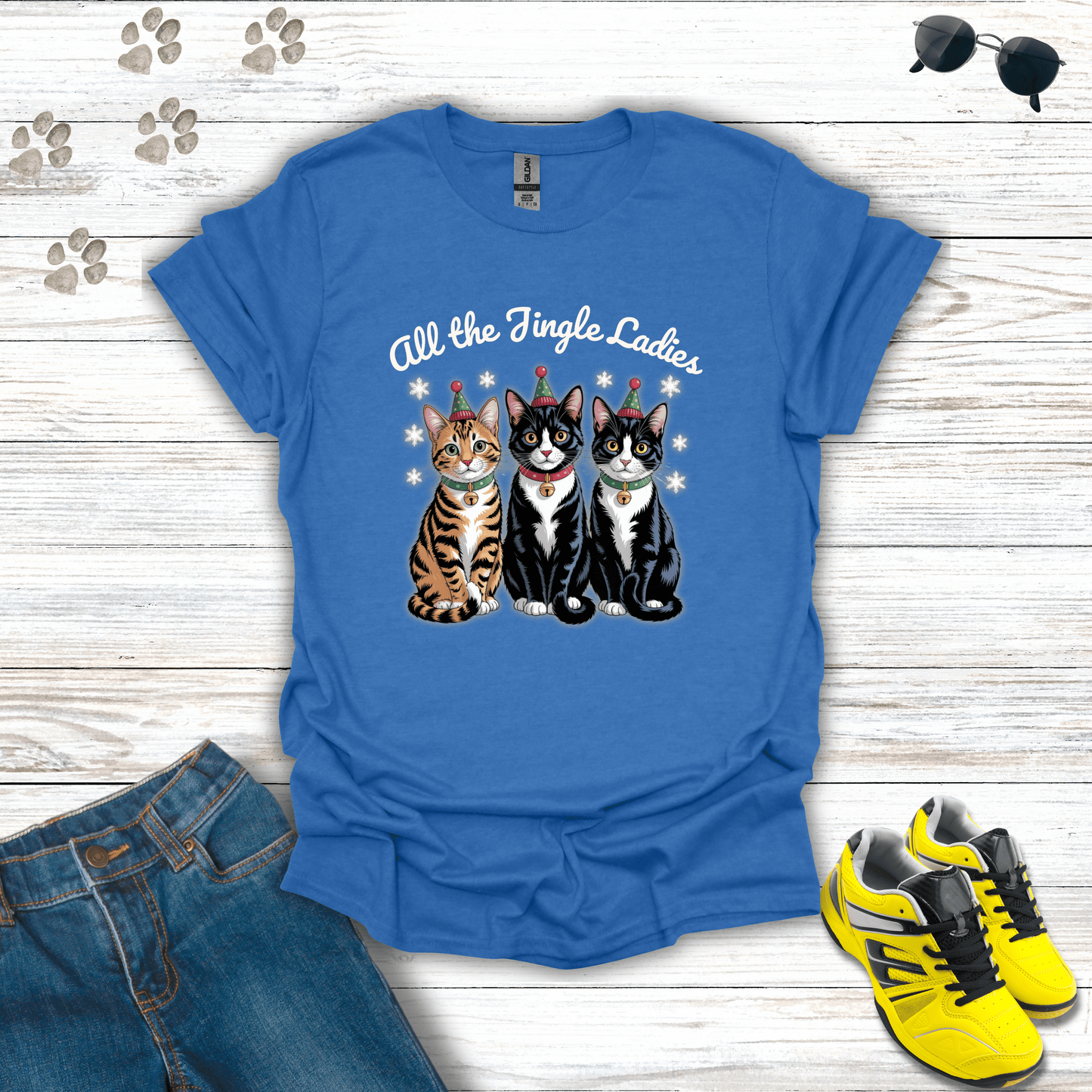 All the Jingle Ladies Cat T-Shirt Heather Royal / S unisex graphic t-shirt