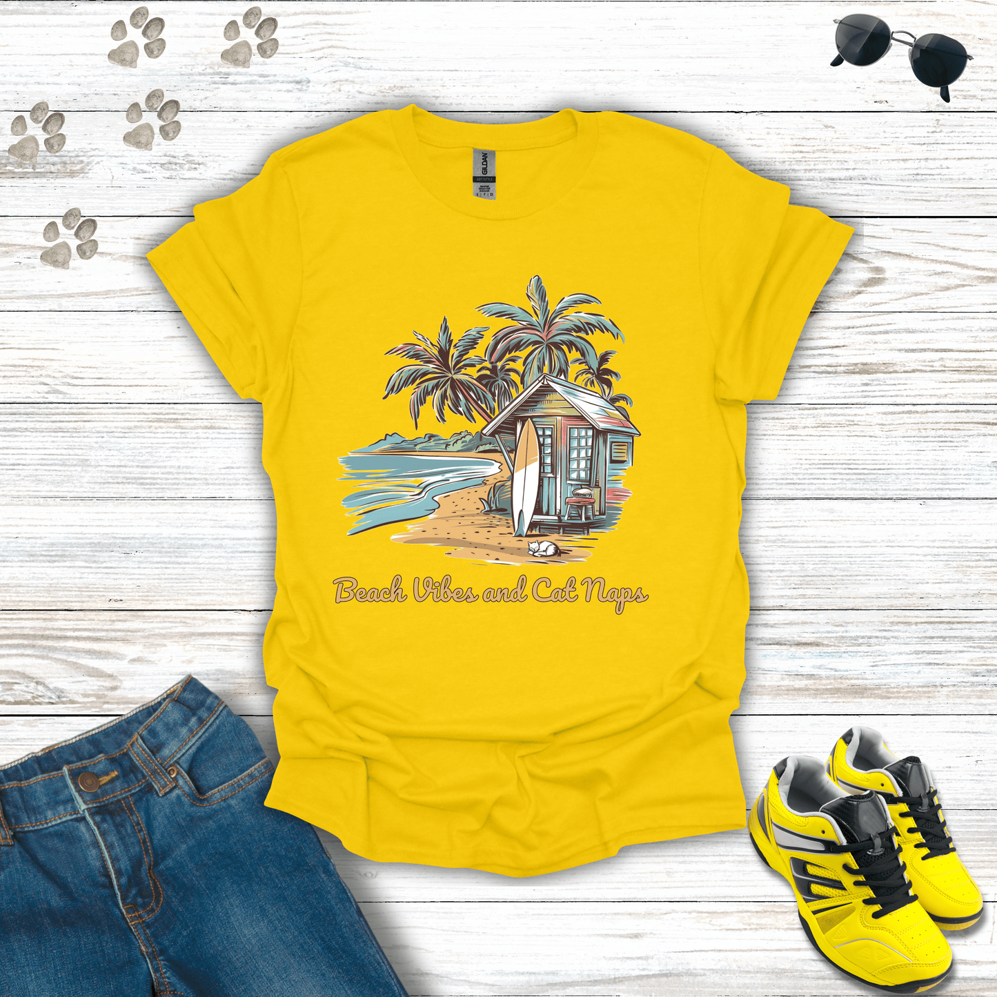 Beach Vibes and Cat Naps T-Shirt Daisy / S unisex graphic t-shirt