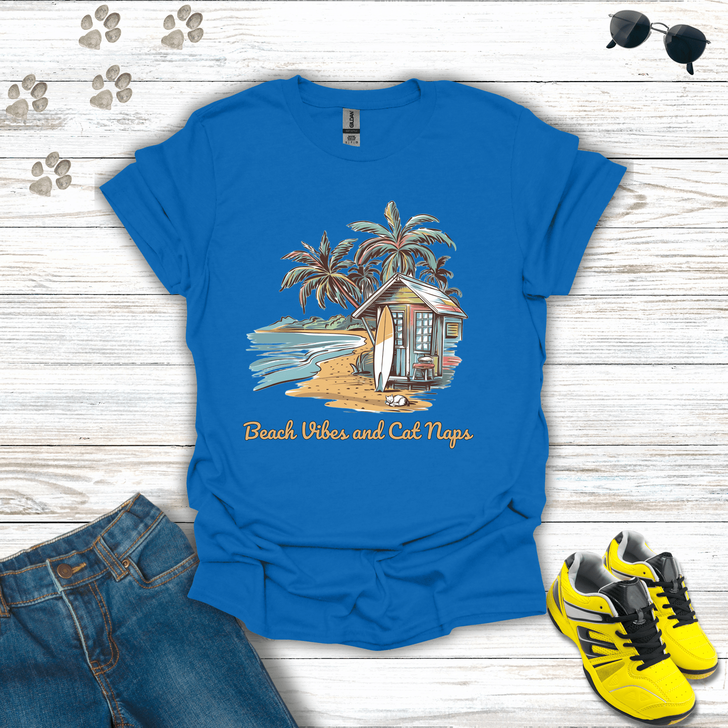 Beach Vibes and Cat Naps T-Shirt Royal / S unisex graphic t-shirt