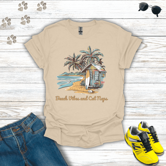 Beach Vibes and Cat Naps T-Shirt Sand / S unisex graphic t-shirt