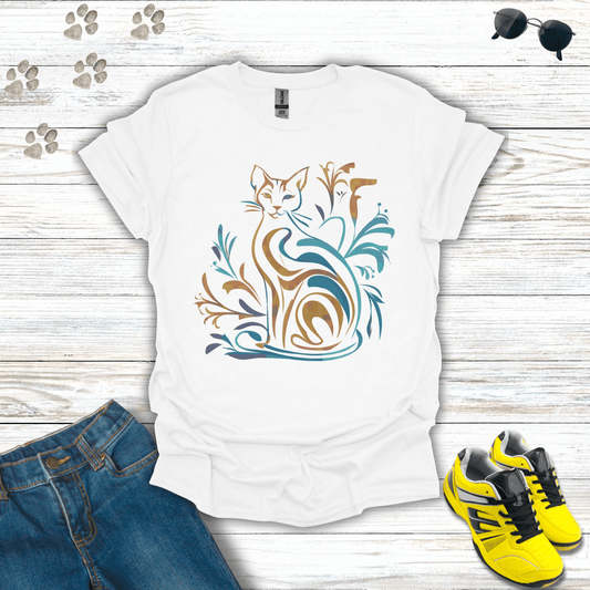 Botanical Beauty: The Enchanted Cat T-Shirts White / S unisex graphic t-shirt