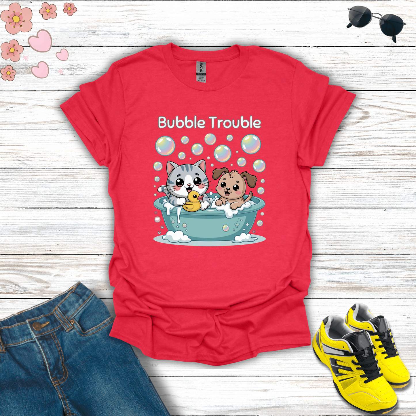 Bubble Trouble T-Shirt Heather Red / S unisex graphic t-shirt