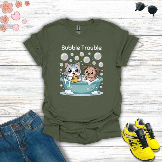 Bubble Trouble T-Shirt Military Green / S unisex graphic t-shirt