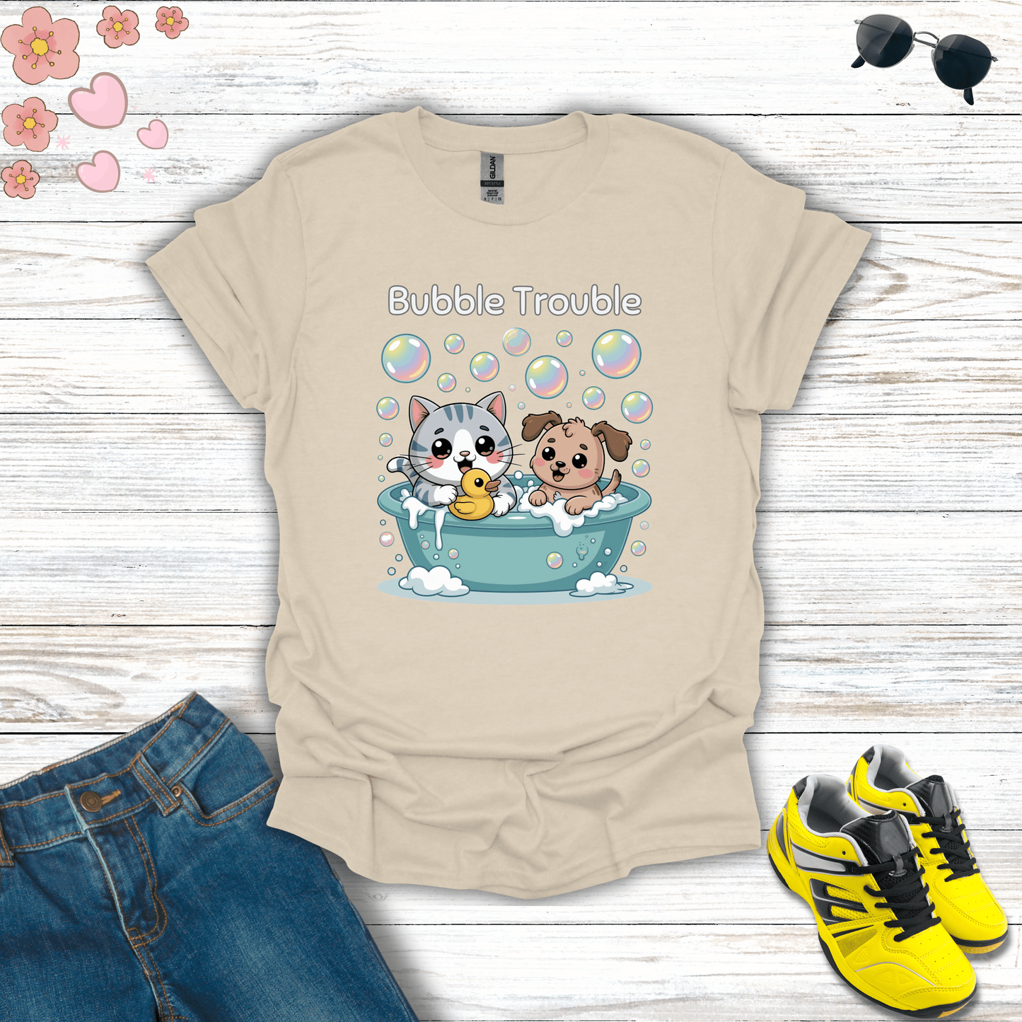 Bubble Trouble T-Shirt Natural / S unisex graphic t-shirt