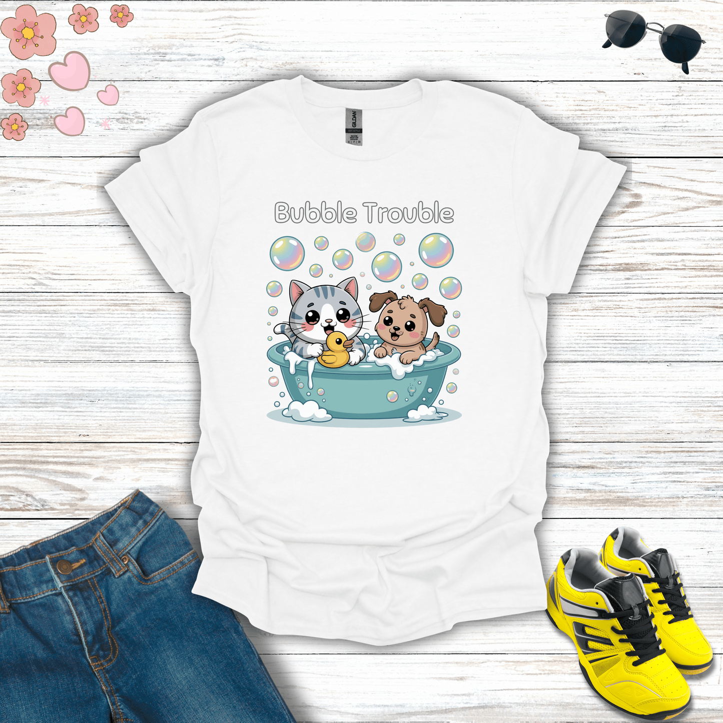 Bubble Trouble T-Shirt White / S unisex graphic t-shirt