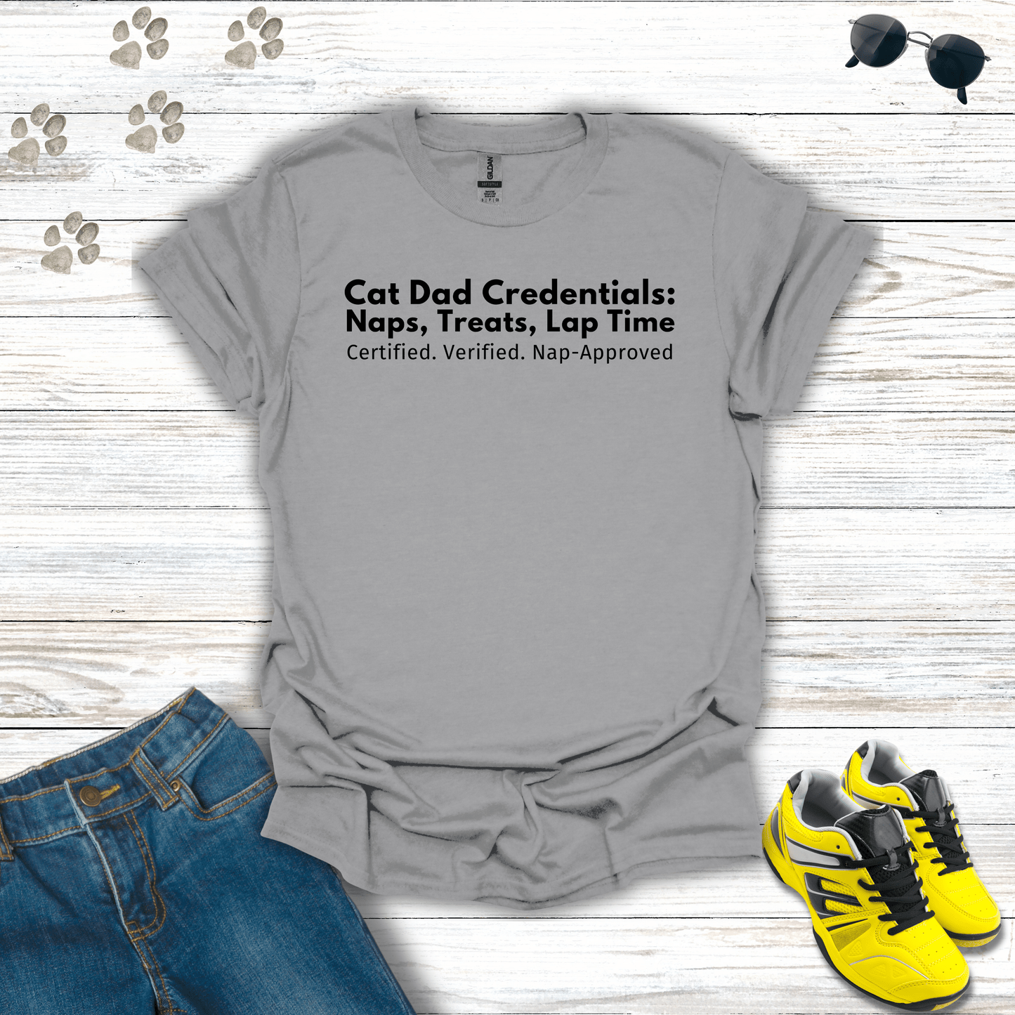 Cat Dad Credentials T-Shirt Sport Grey / S unisex graphic t-shirt