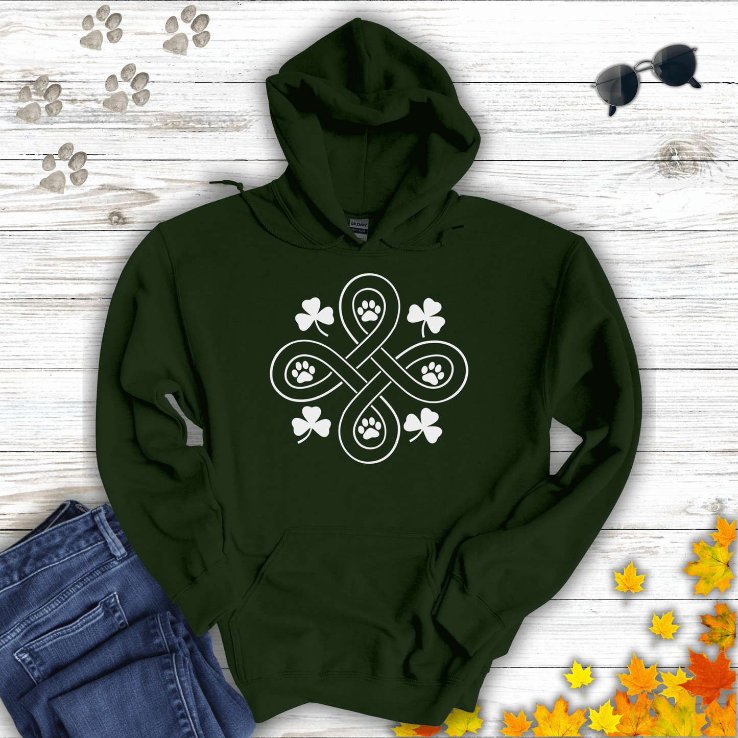 Celtic Paws Hoodie Forest Green / S unisex graphic t-shirt