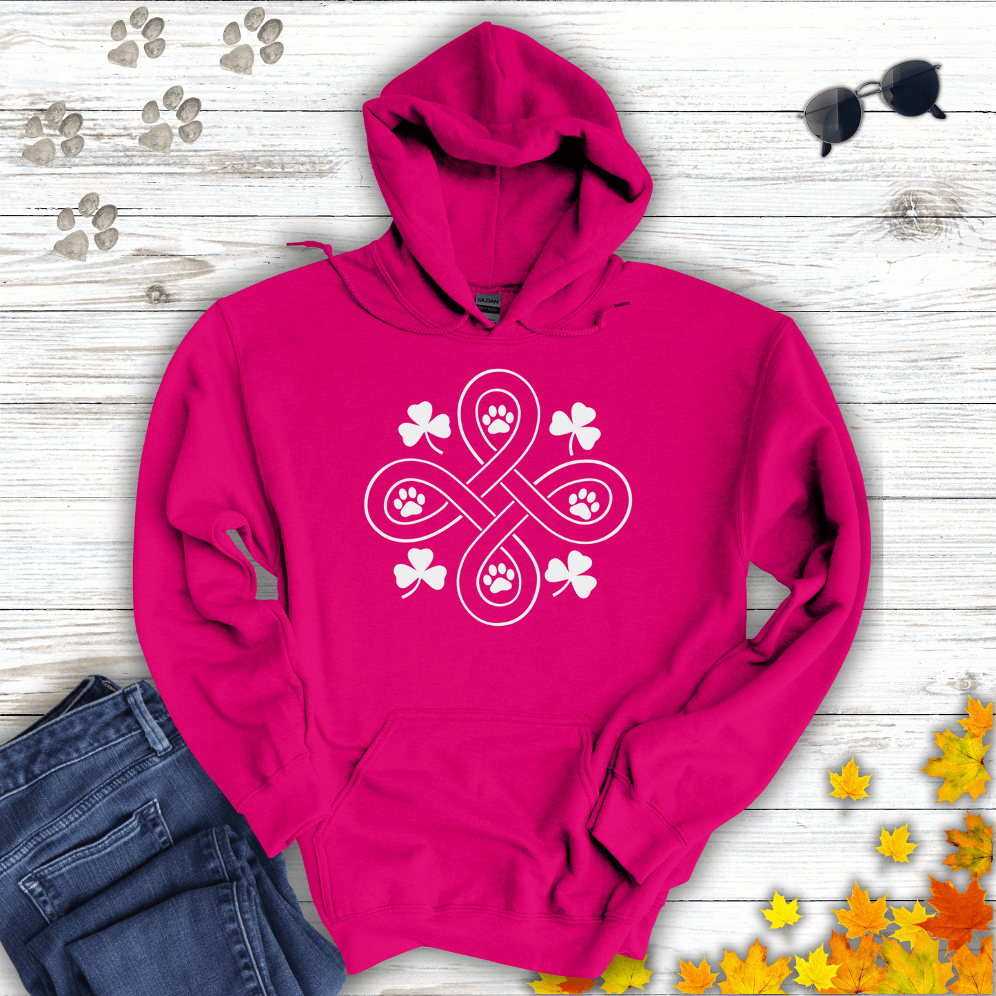 Celtic Paws Hoodie Heliconia / S unisex graphic t-shirt