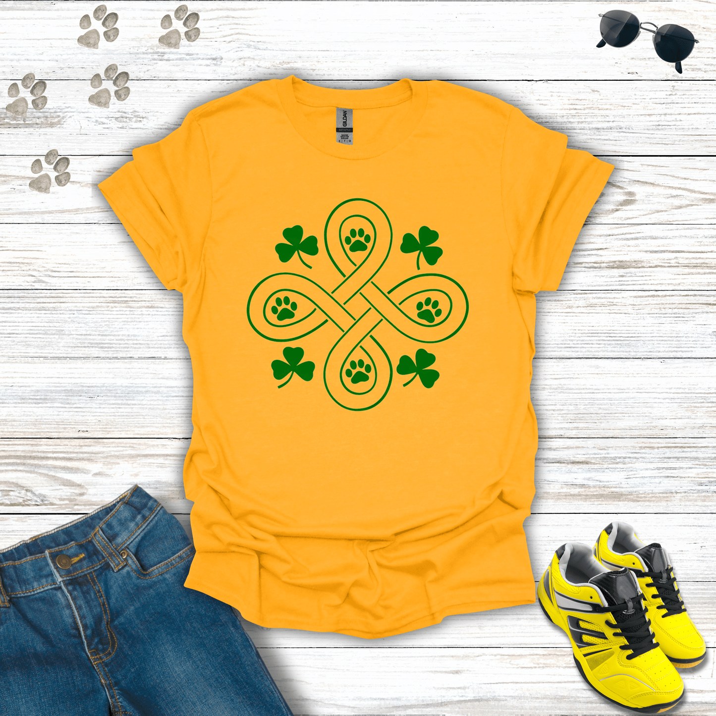 Celtic Paws T-Shirt Gold / S unisex graphic t-shirt