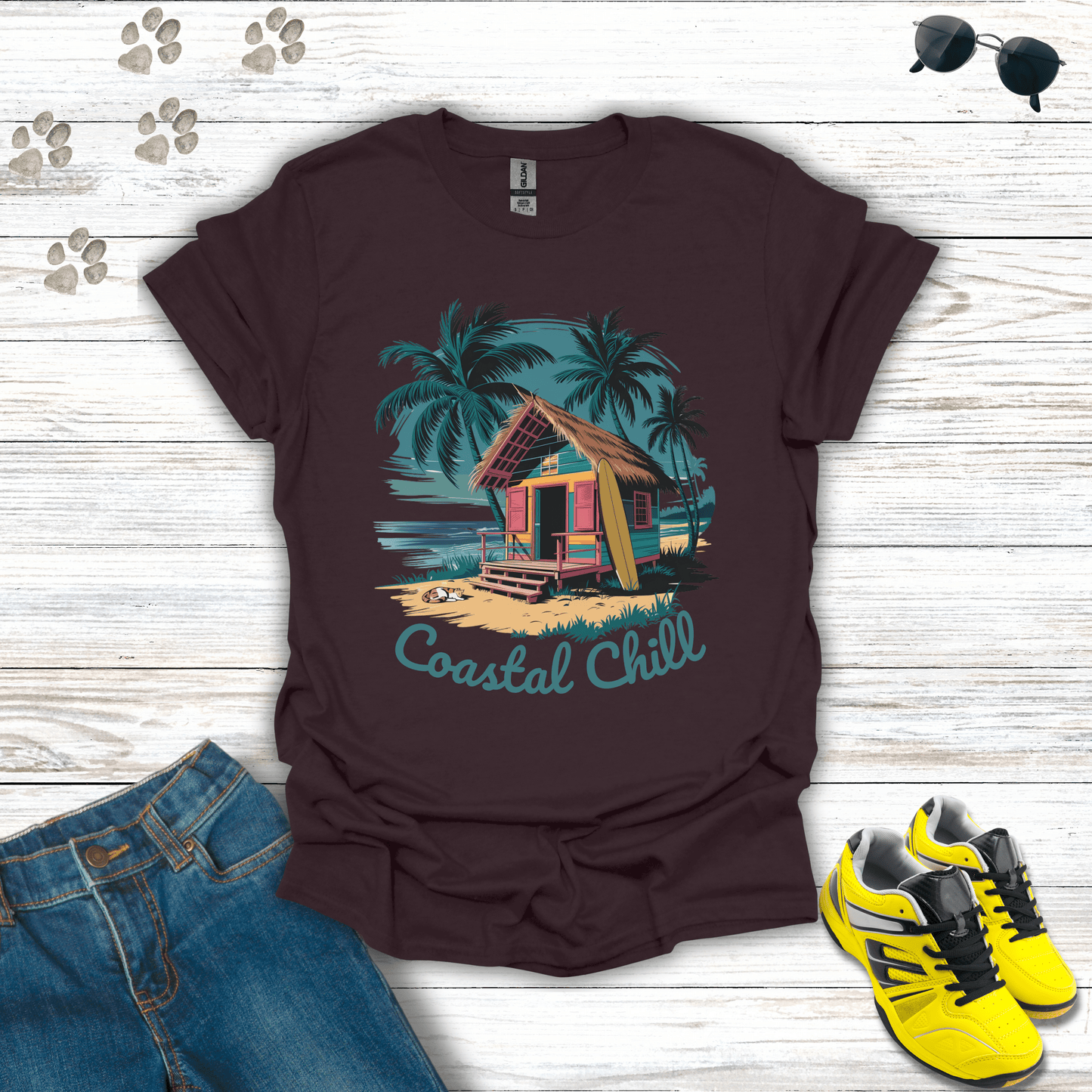 Coastal Chill T-Shirt Dark Chocolate / S unisex graphic t-shirt