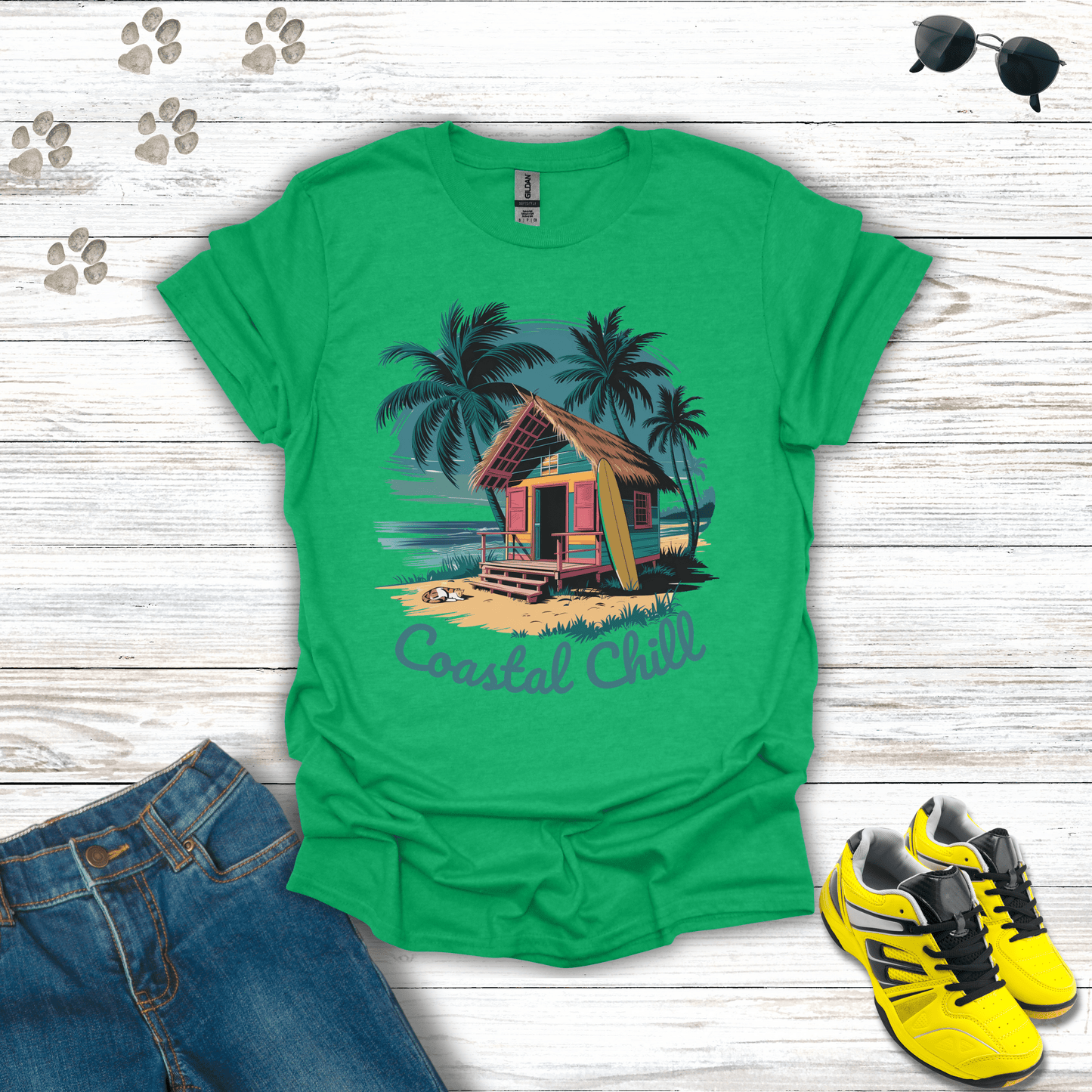 Coastal Chill T-Shirt Heather Irish Green / S unisex graphic t-shirt