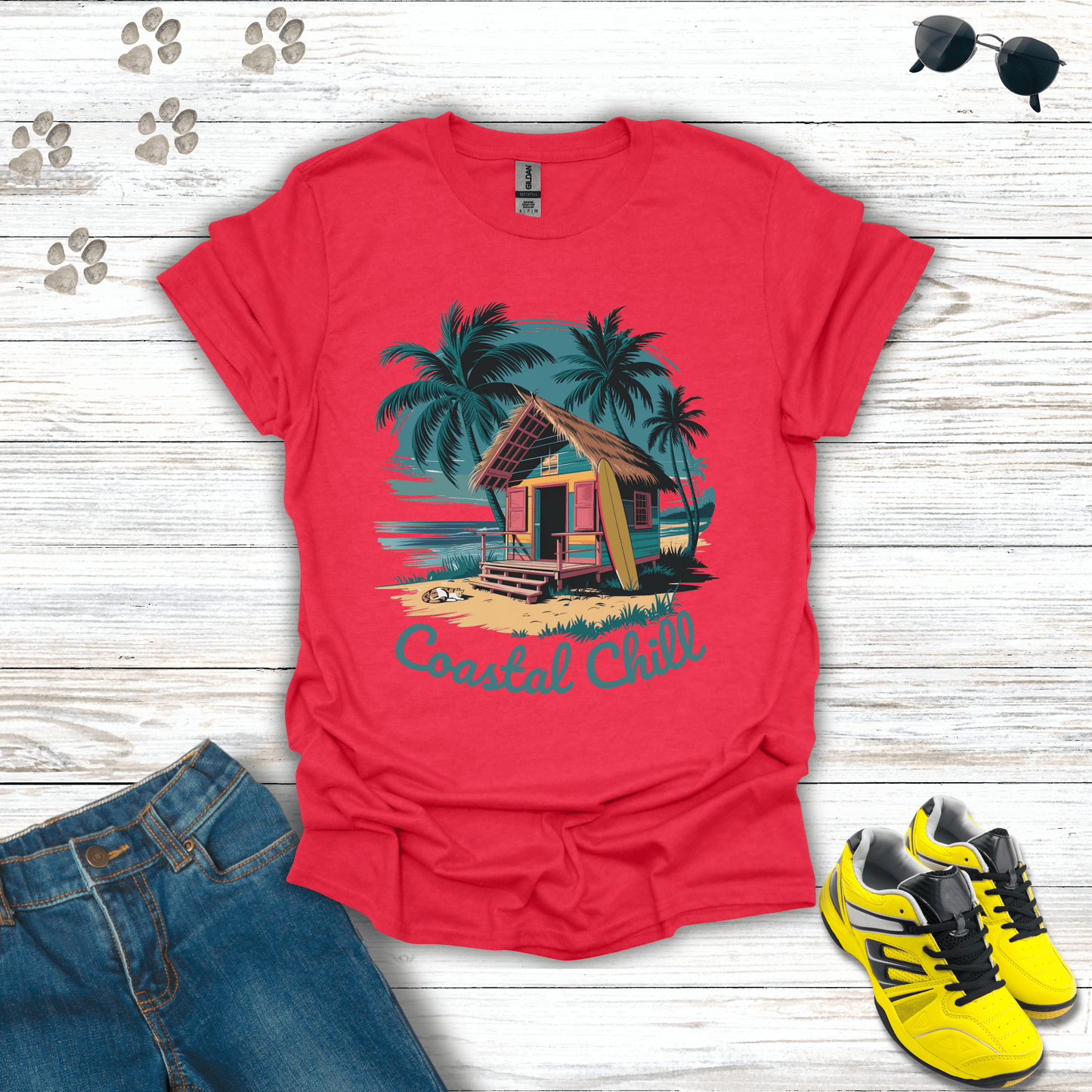 Coastal Chill T-Shirt Heather Red / S unisex graphic t-shirt