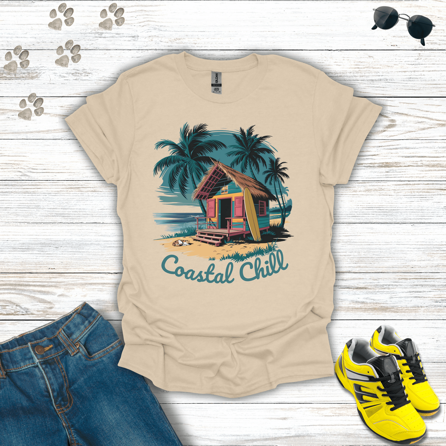 Coastal Chill T-Shirt Sand / S unisex graphic t-shirt