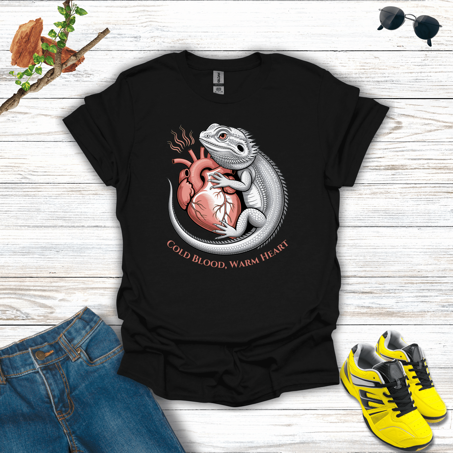 Cold Blood, Warm Heart Bearded Dragon T-Shirt Black / S unisex graphic t-shirt