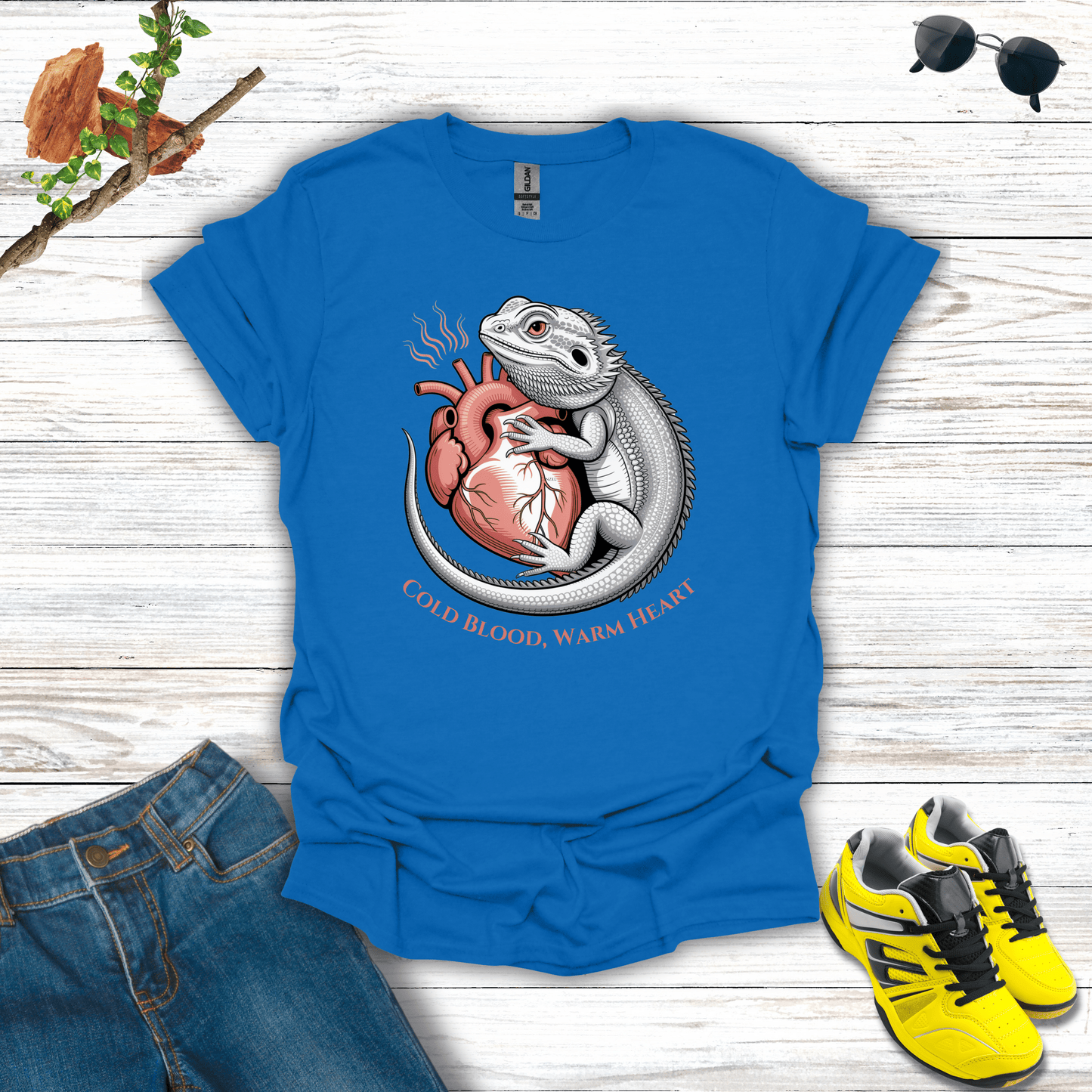 Cold Blood, Warm Heart Bearded Dragon T-Shirt Royal / S unisex graphic t-shirt