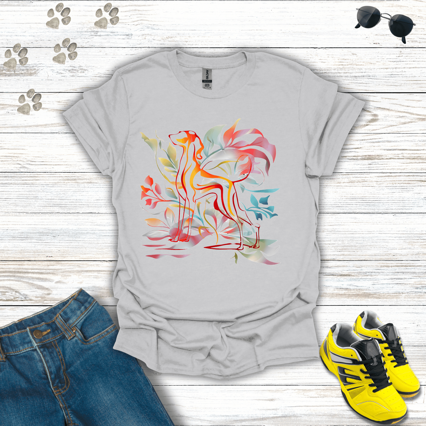 Colorful Canine Fantasy T-Shirt Ice Grey / S unisex graphic t-shirt